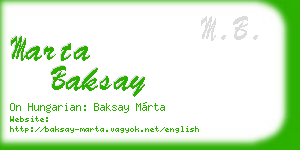 marta baksay business card