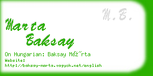 marta baksay business card
